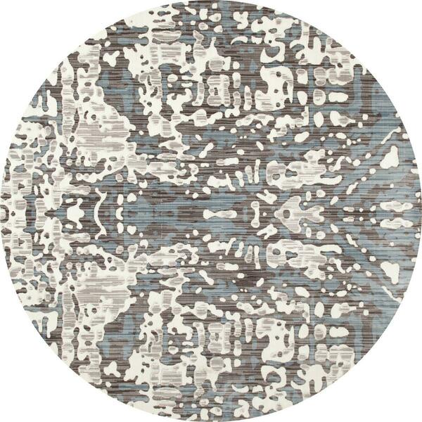 Art Carpet 8 Ft. Titanium Collection Topography Woven Round Area Rug, Linen 841864116470